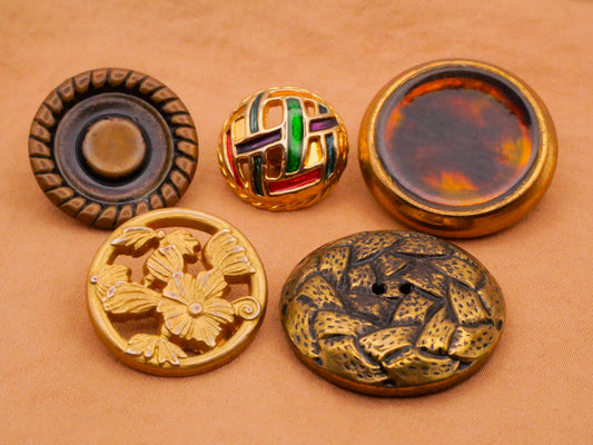 Vintage Metal Bronze Gold Button Various 18-29mm