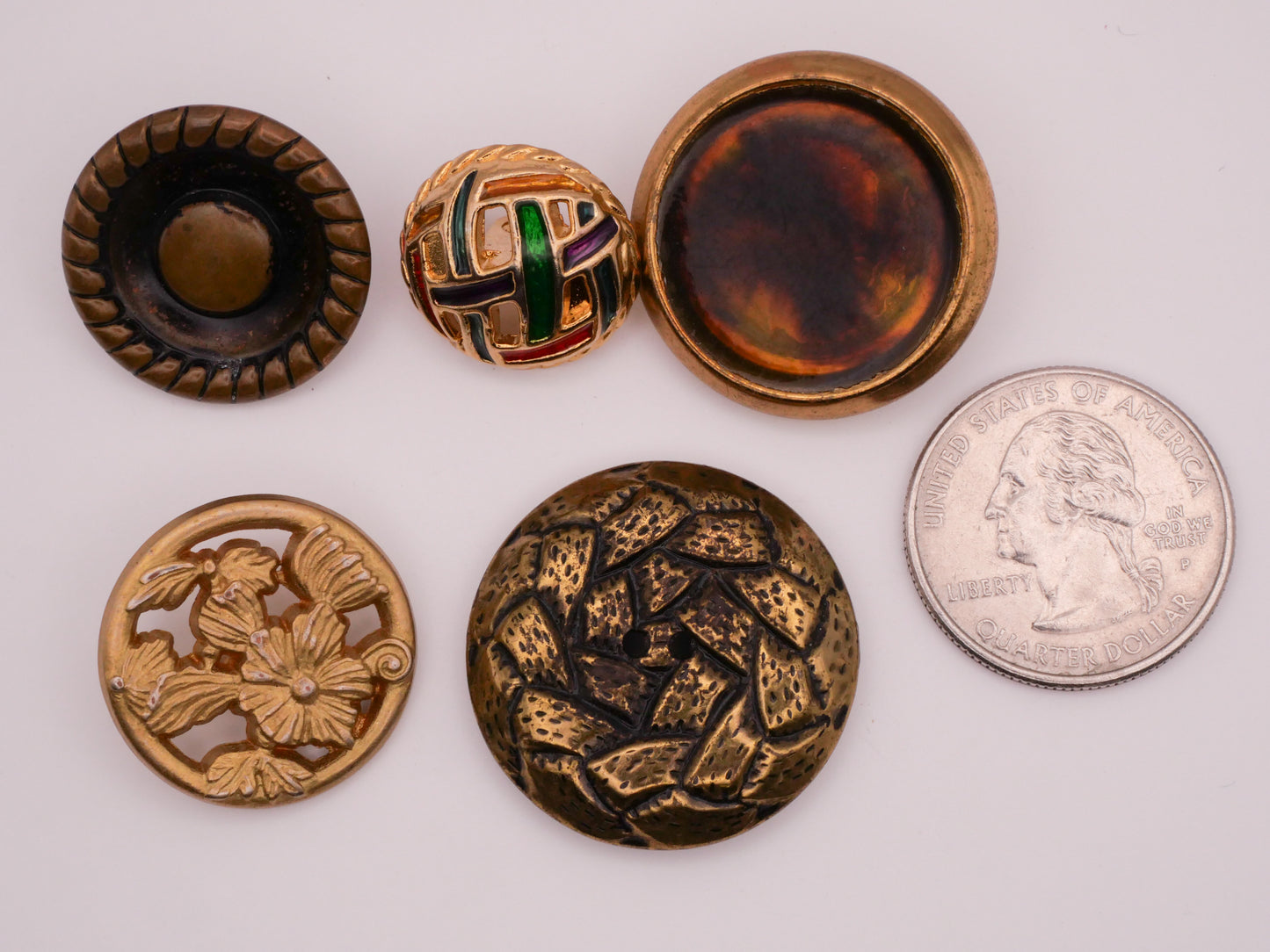 Vintage Metal Bronze Gold Button Various 18-29mm