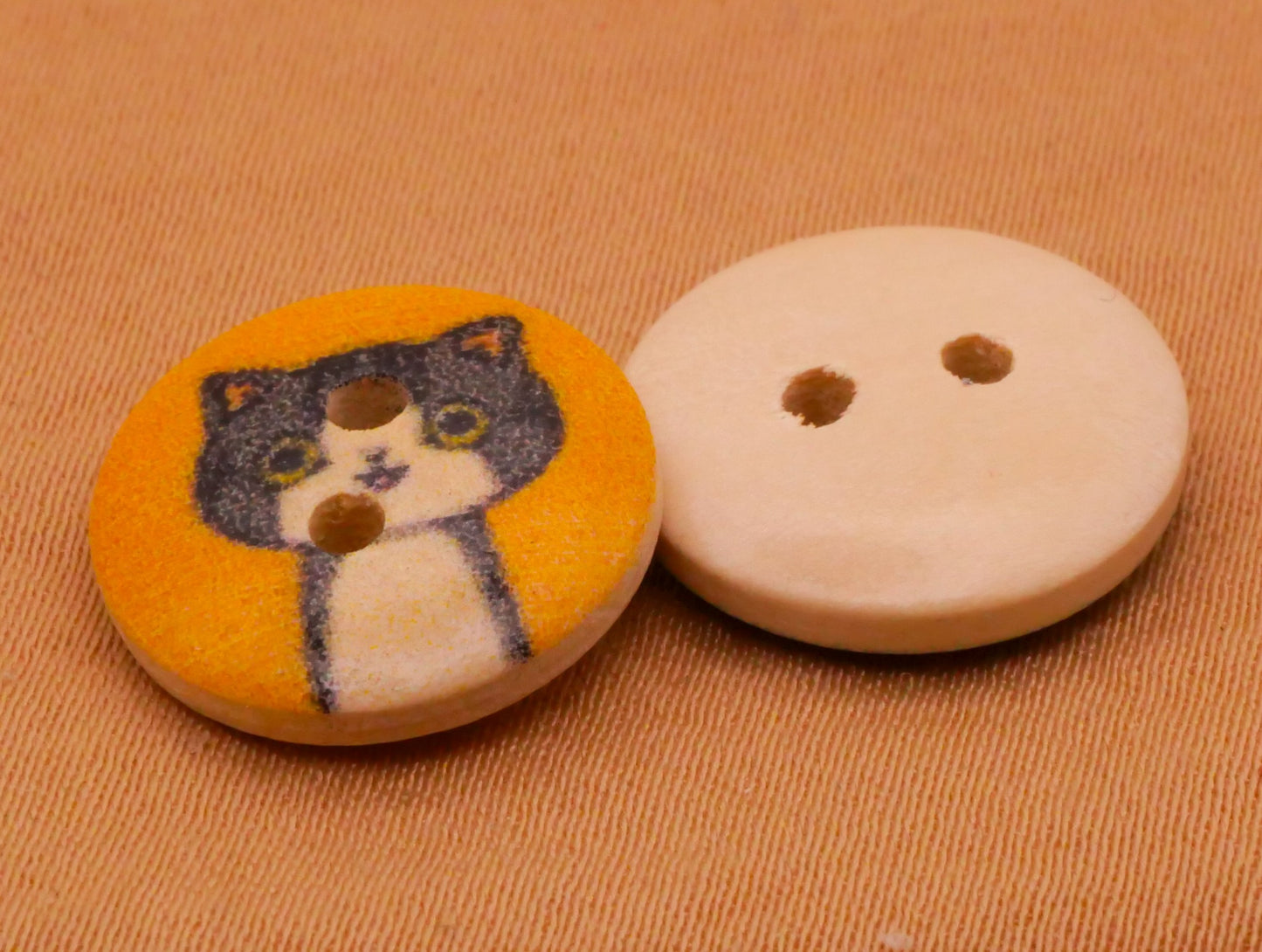 Cat Kitty Portraits Wood Set of Twenty Buttons 15mm