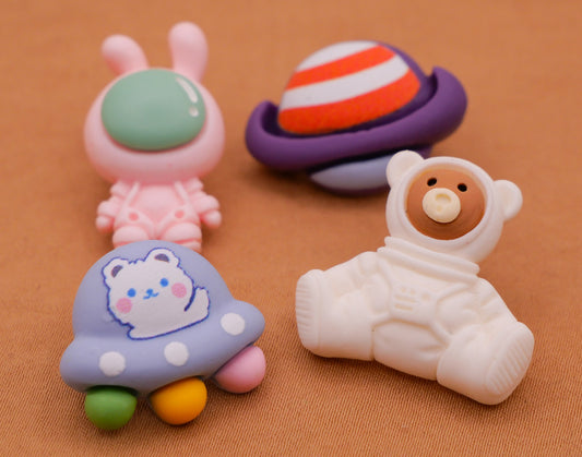 Astronaut Planet UFO Plastic Assorted Set of Four Buttons 14-26mm