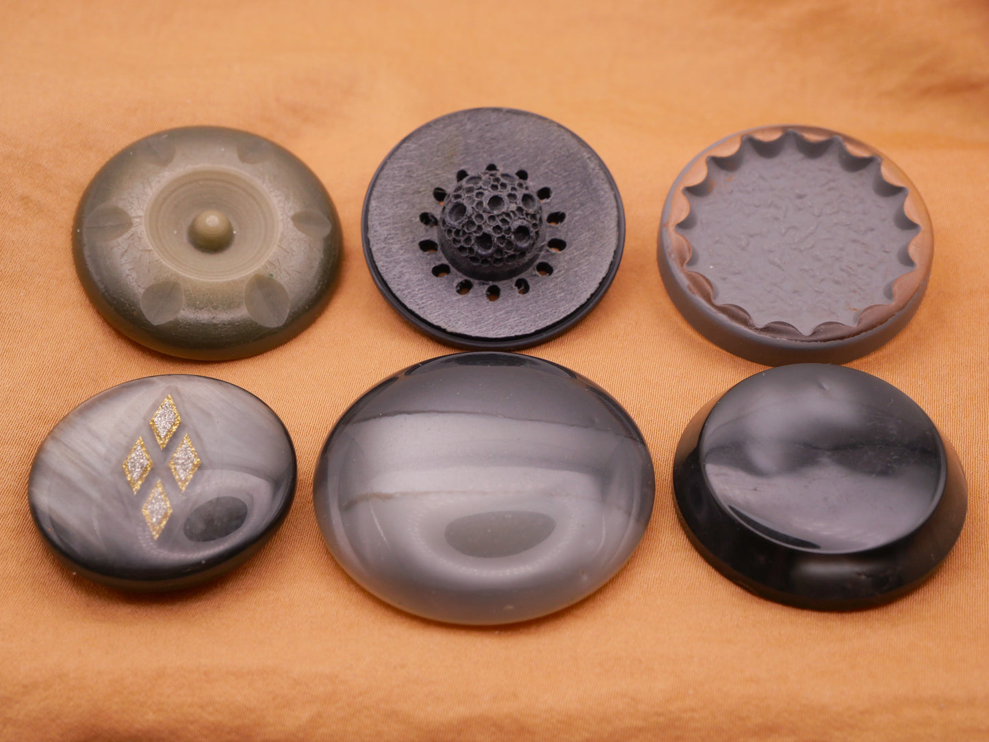 Grey Gray Vintage Plastic Button Various 30-39mm