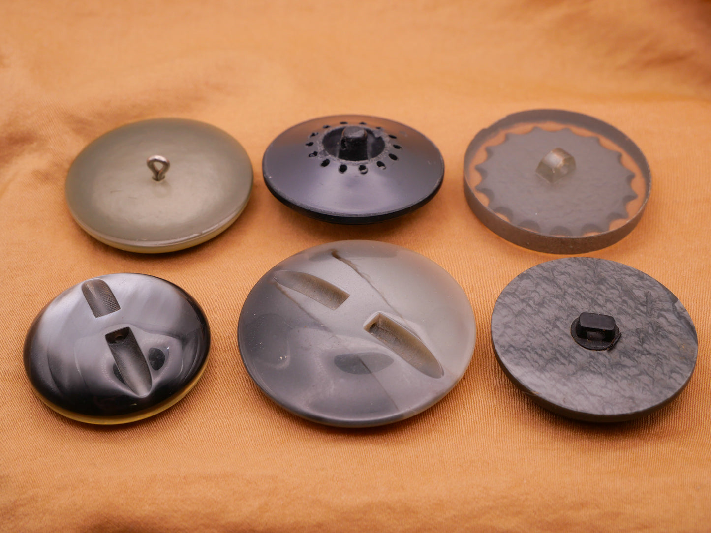 Grey Gray Vintage Plastic Button Various 30-39mm