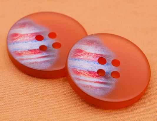 Jupiter Image Frosted Orange Plastic Pair of Buttons 26mm