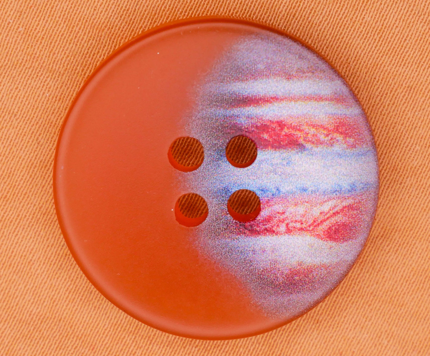 Jupiter Image Frosted Orange Plastic Pair of Buttons 26mm