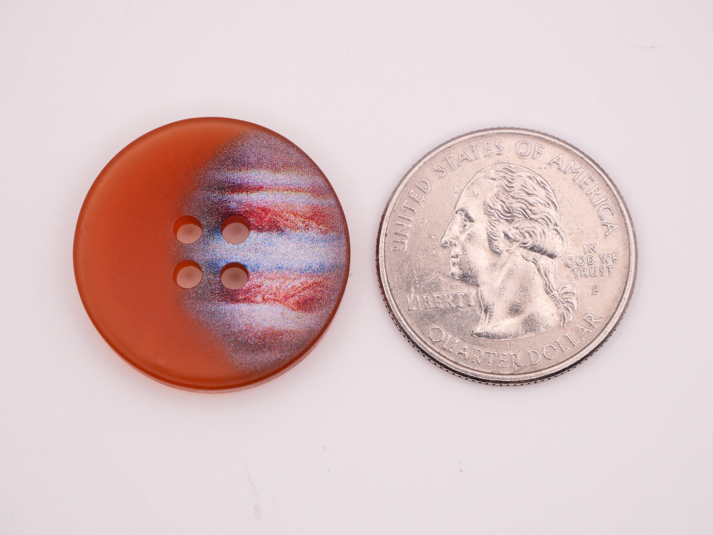 Jupiter Image Frosted Orange Plastic Pair of Buttons 26mm