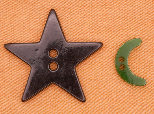 Star or Crescent Moon Vintage Plastic Sew-Thru Button Various 10-31mm