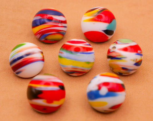 Colorful Stripe Planet Look Marble Glass Button Various 13-14mm