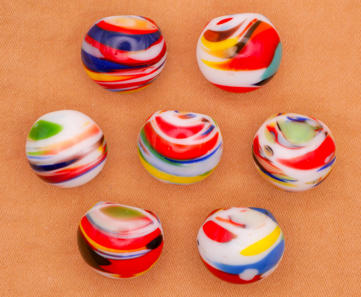 Colorful Stripe Planet Look Marble Glass Button Various 13-14mm
