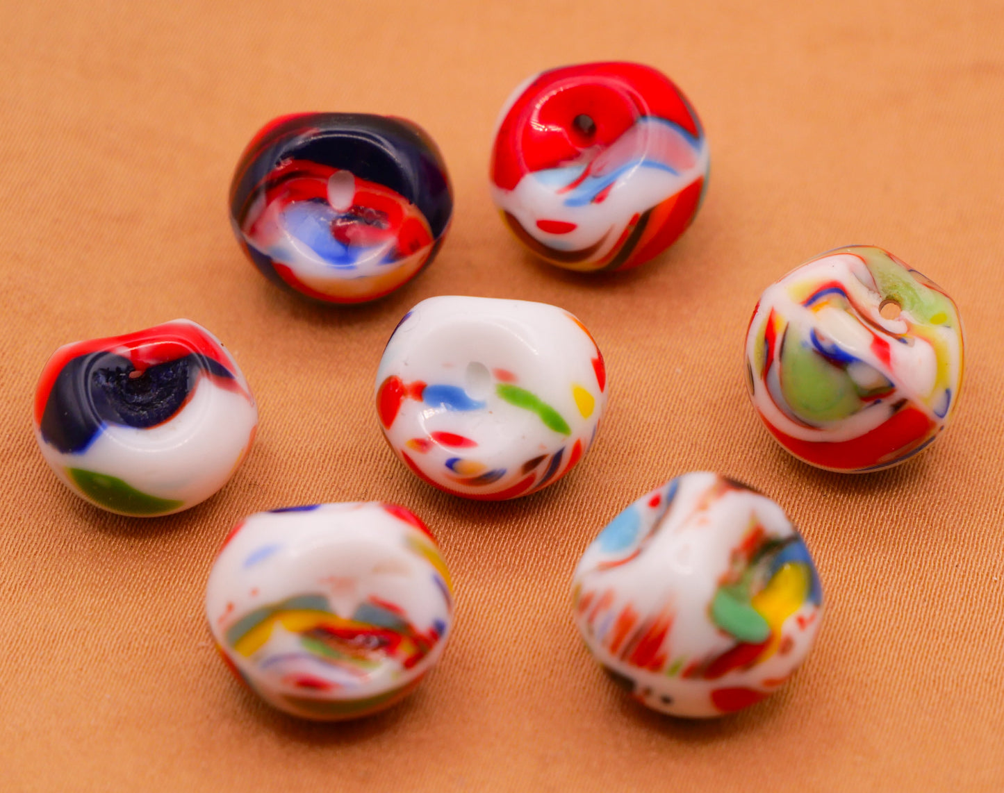 Colorful Stripe Planet Look Marble Glass Button Various 13-14mm