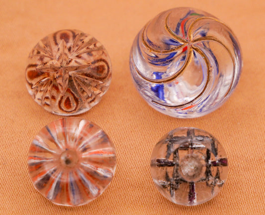 Intaglio Reverse Painted Antique Glass Button Various 11-18mm