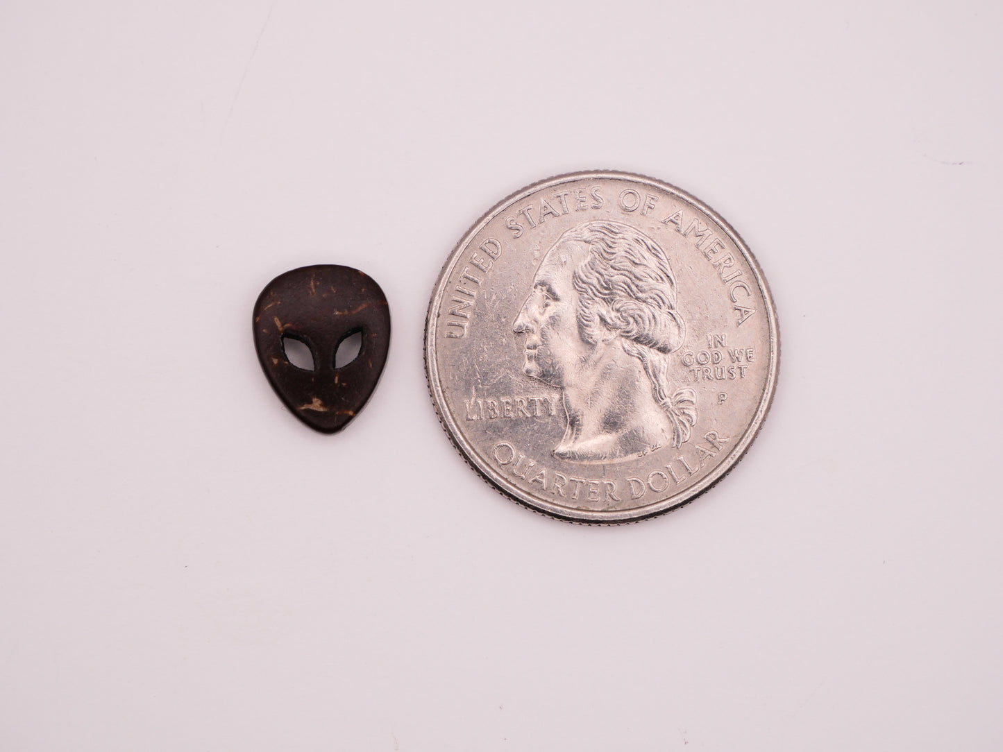 Alien Face Sew-Thru Coconut Shell Set of Ten Buttons 10x11mm