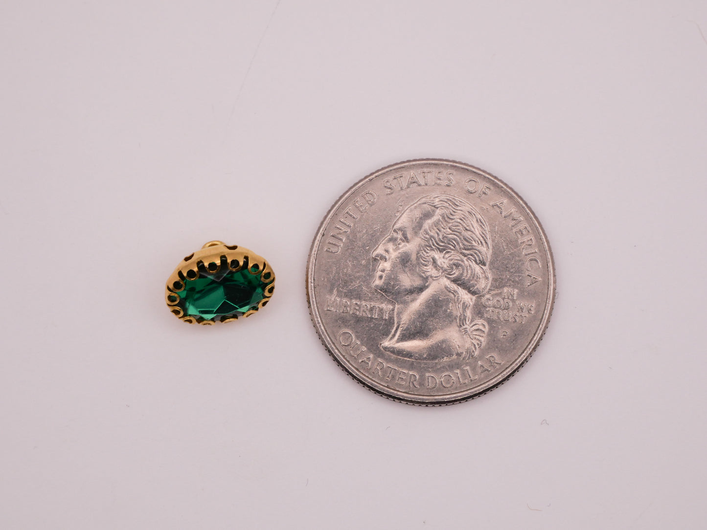 Rhinestone Plastic Oval Gold Metal Assorted Set of Five Buttons 9x11mm