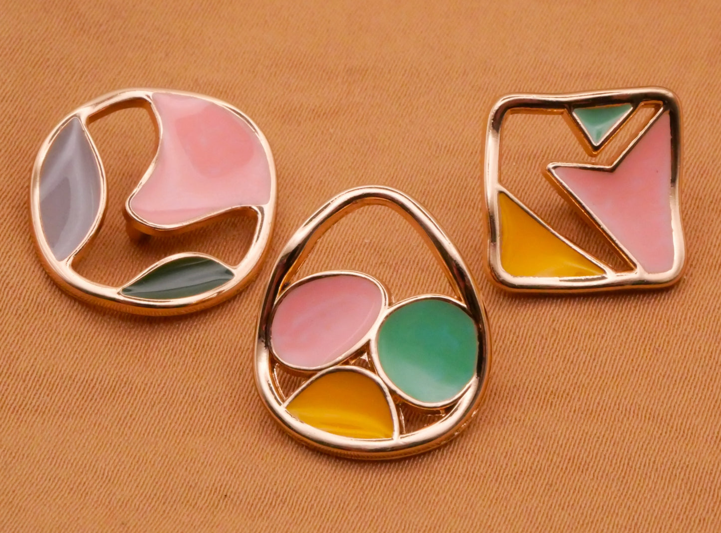 Abstract Artsy Pastel Enamel Metal Button Various 14-18mm