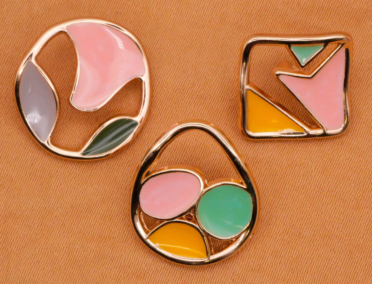 Abstract Artsy Pastel Enamel Metal Button Various 14-18mm