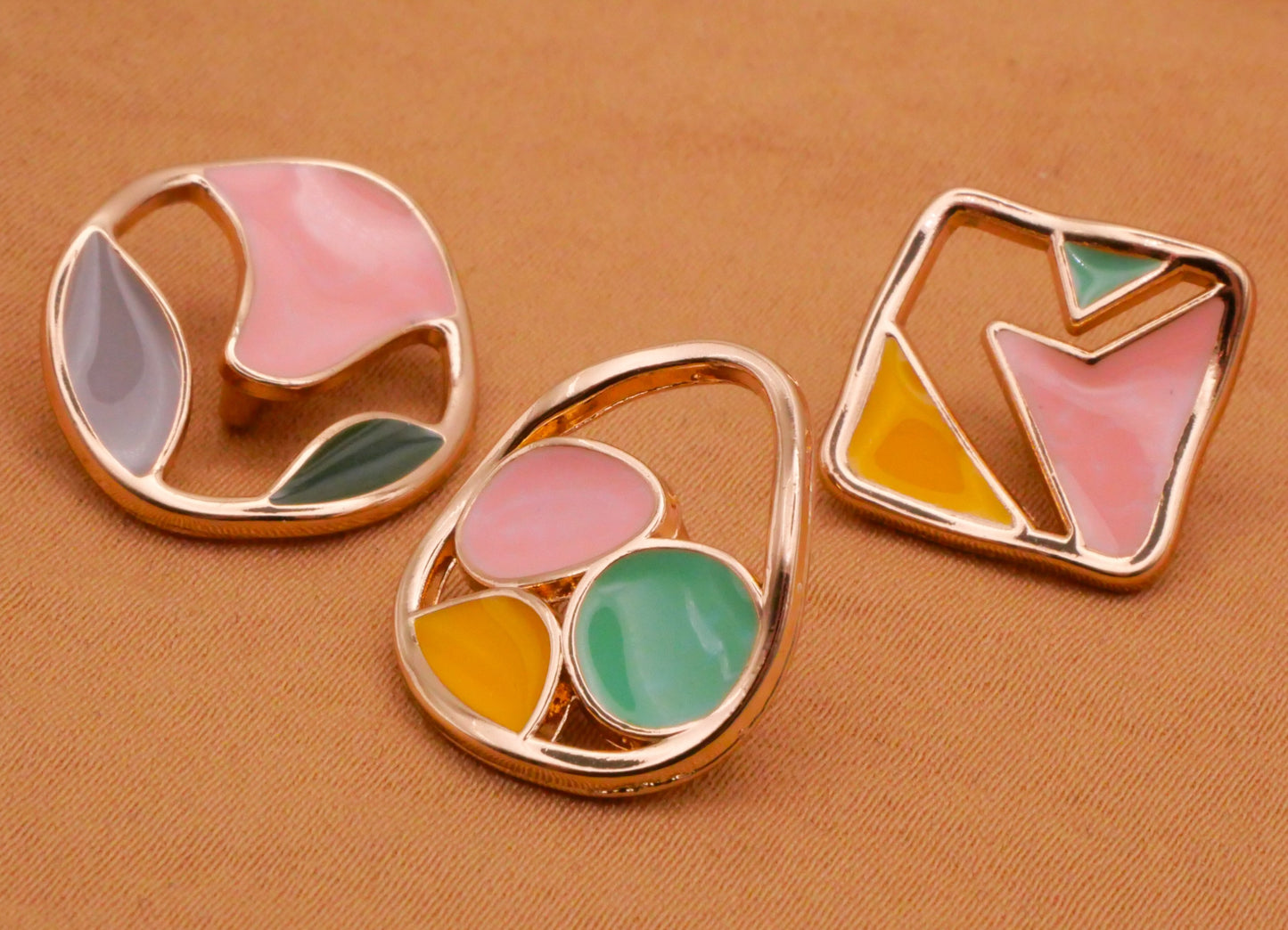 Abstract Artsy Pastel Enamel Metal Button Various 14-18mm