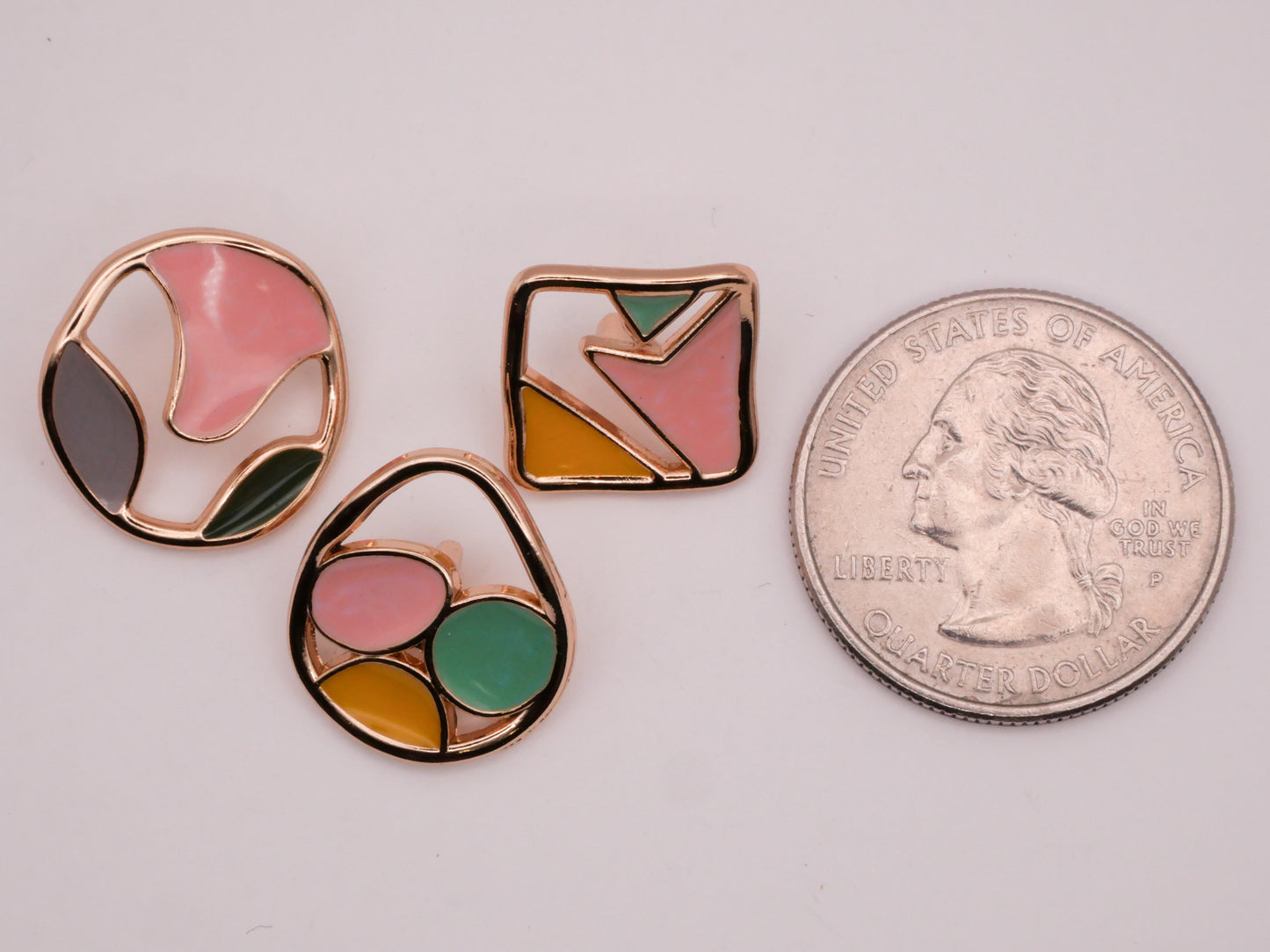 Abstract Artsy Pastel Enamel Metal Button Various 14-18mm