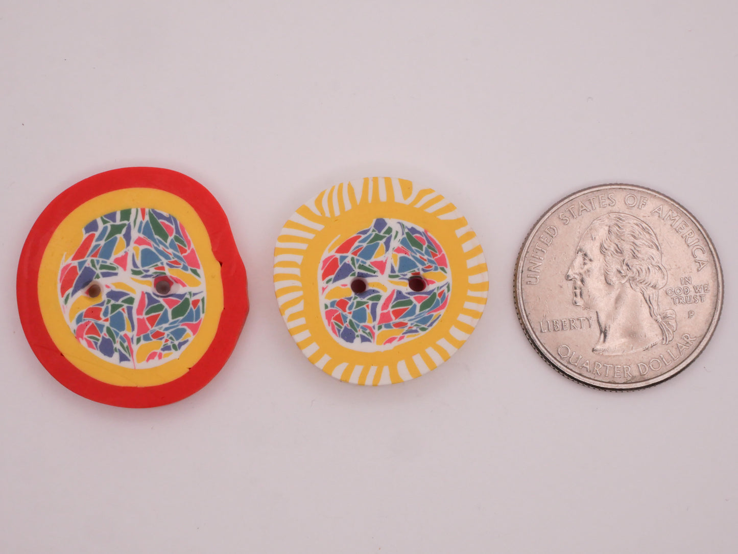 Mosaic Look Orange or Yellow Polymer Clay Button Various 23-26mm