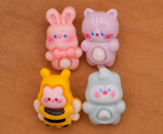 Animal Characters Plastic Assorted Set of Four Buttons 12x19mm