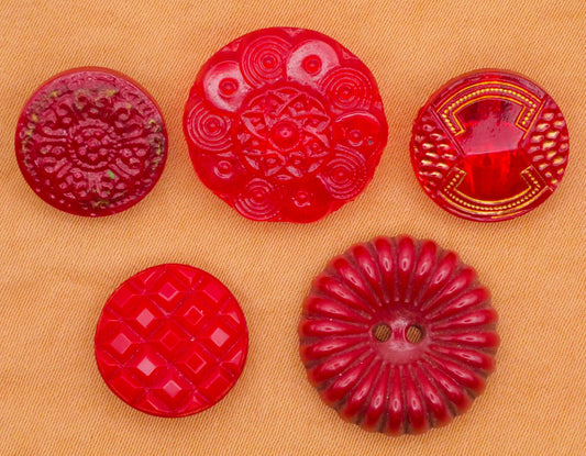 Rich Red Vintage Glass Button Various 14-18mm