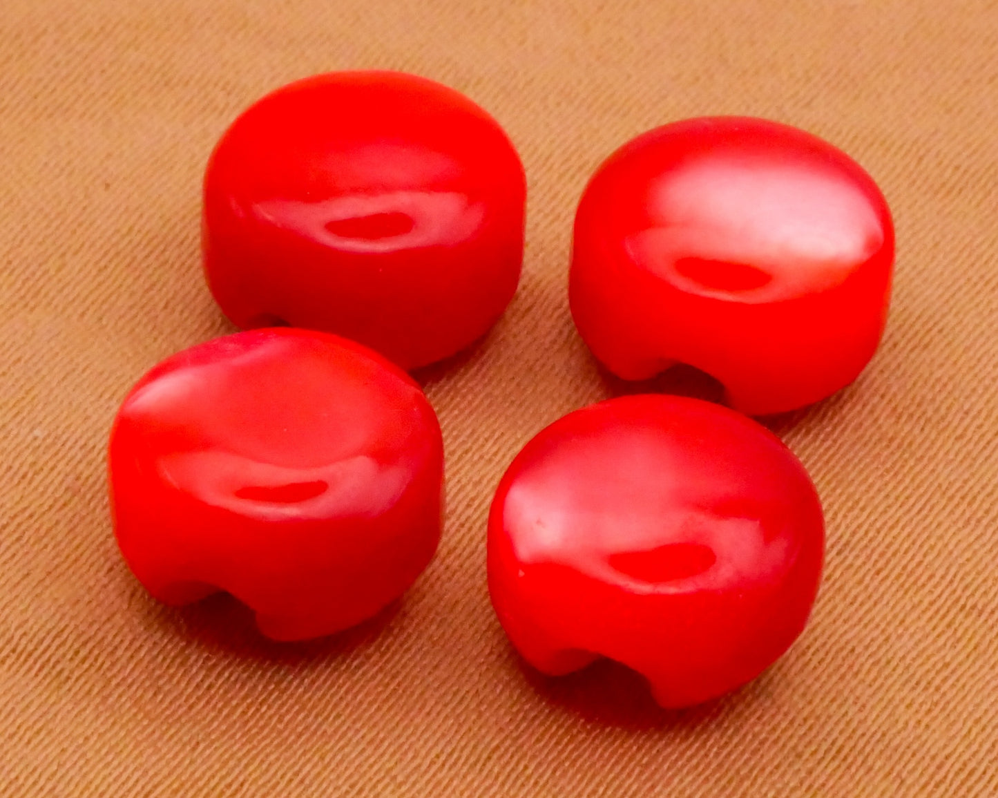 Vibrant Dyed Mother of Pearl Vintage Set of Four Buttons 10mm