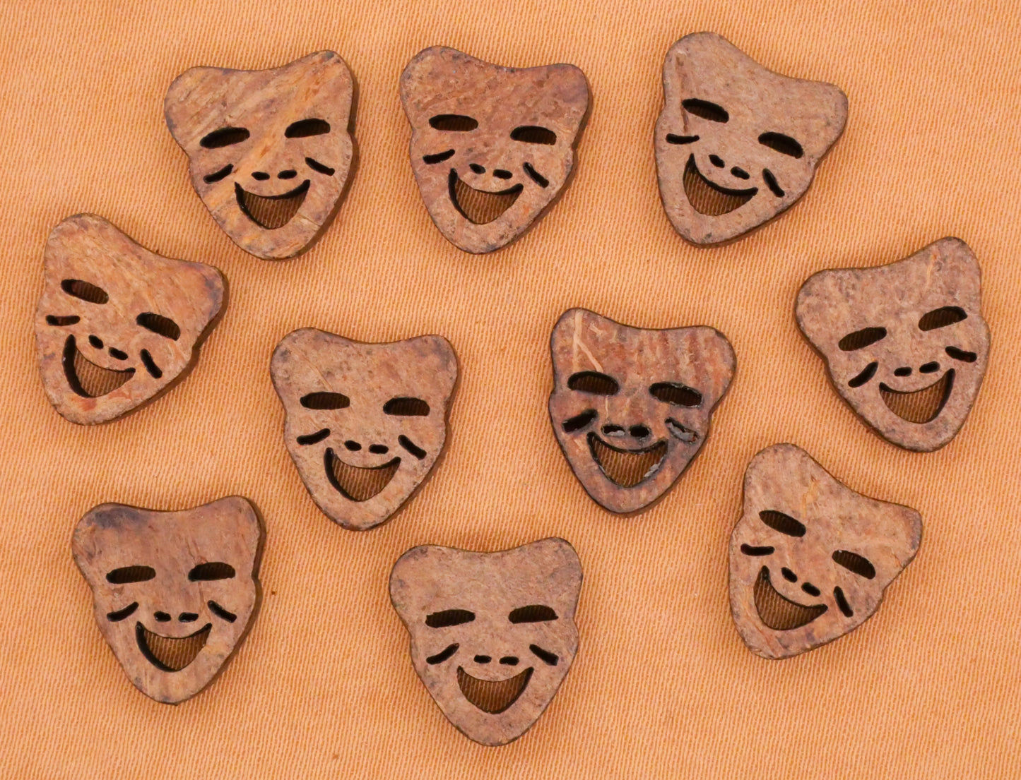 Theater Expressive Mask Set of Ten Coconut Shell Buttons 13mm