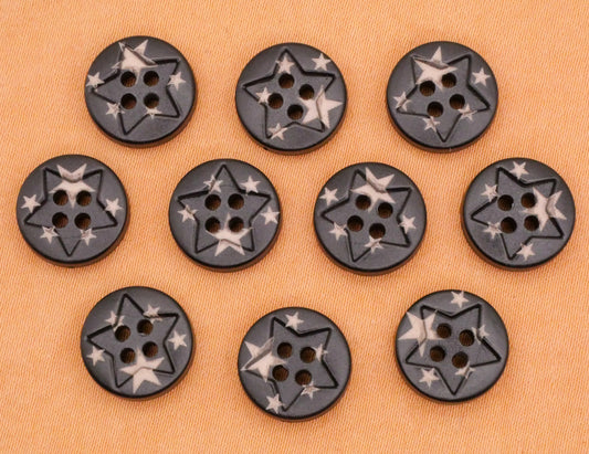 Star Starry Night Sky Set of Ten Plastic Buttons 12mm