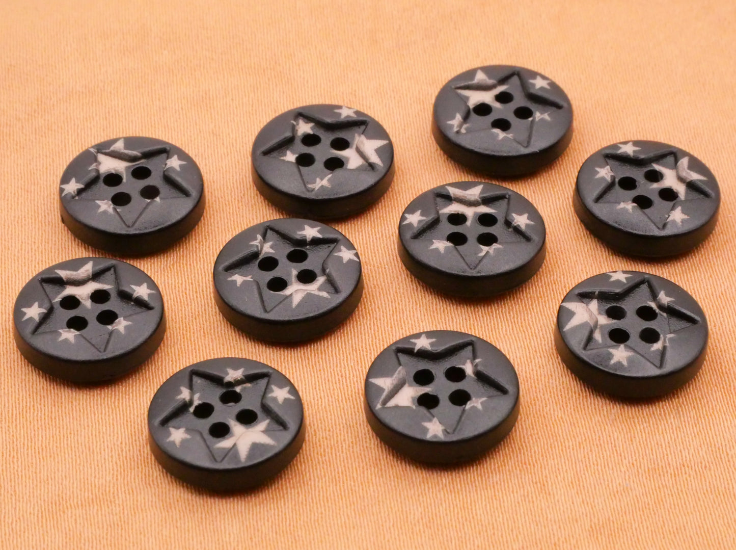 Star Starry Night Sky Set of Ten Plastic Buttons 12mm