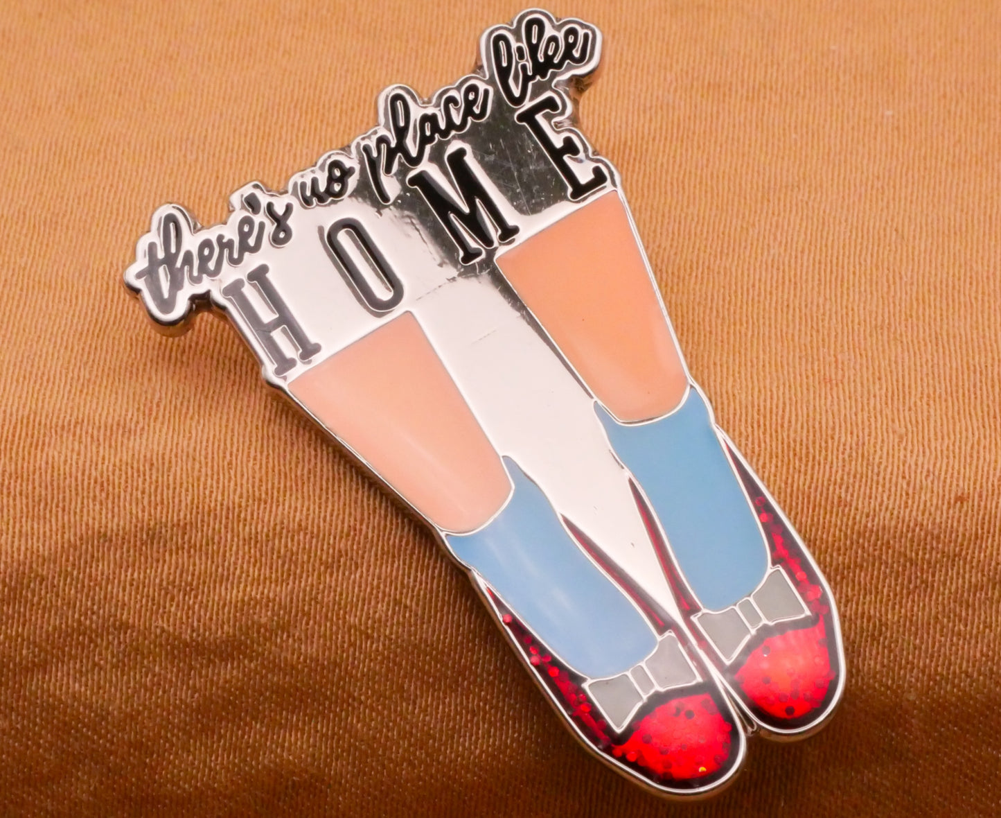 There's No Place Like Home Red Slippers Wizard of Oz Enamel Metal Button 24x35mm