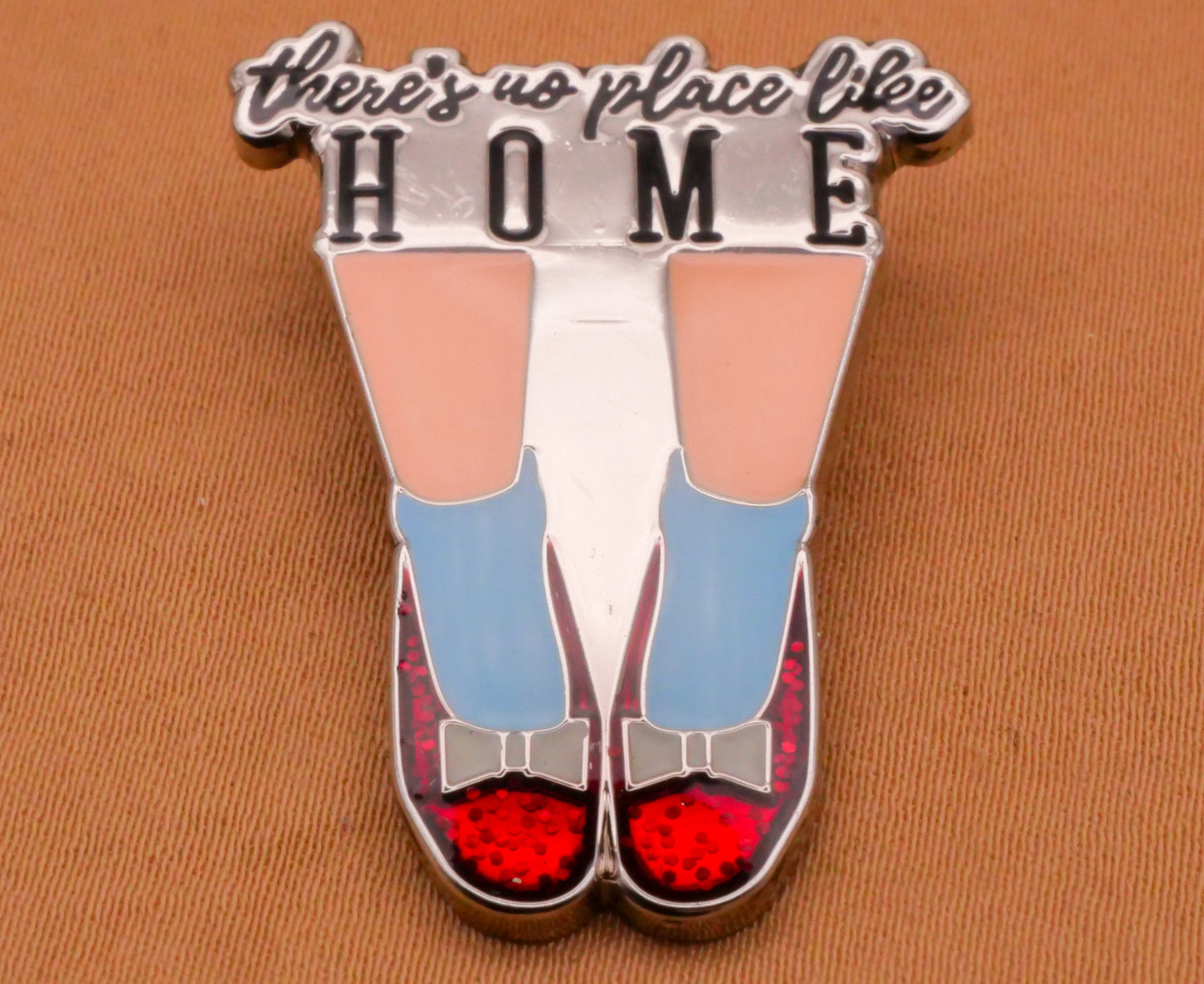 There's No Place Like Home Red Slippers Wizard of Oz Enamel Metal Button 24x35mm