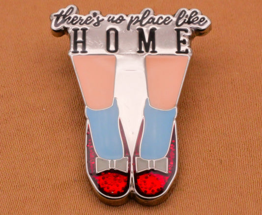 There's No Place Like Home Red Slippers Wizard of Oz Enamel Metal Button 24x35mm