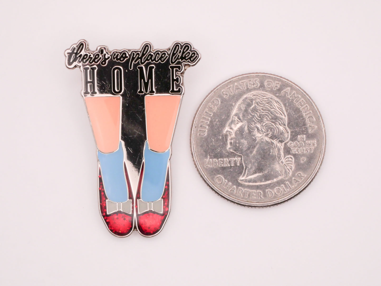 There's No Place Like Home Red Slippers Wizard of Oz Enamel Metal Button 24x35mm