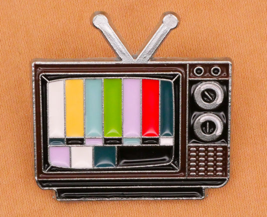 TV Television Set Old School Enamel Metal Button 30x31mm