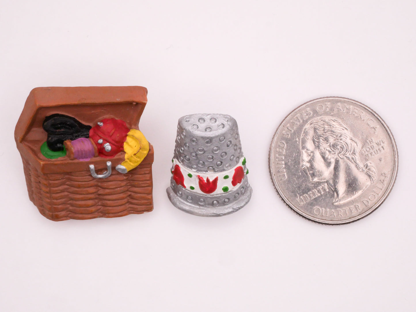 Sewing Themed Basket or Thimble Hand-Painted Plastic Button Various 16-25mm