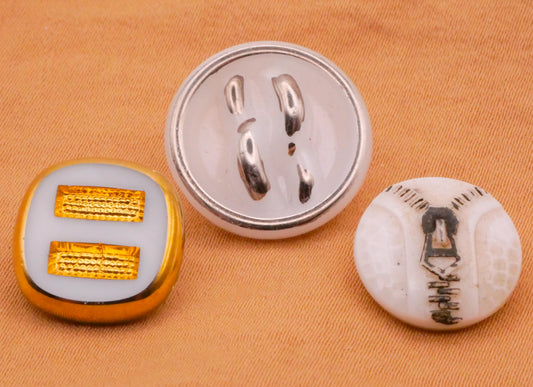 Sewing Fashion Look Vintage White Glass Button Various 14-18mm