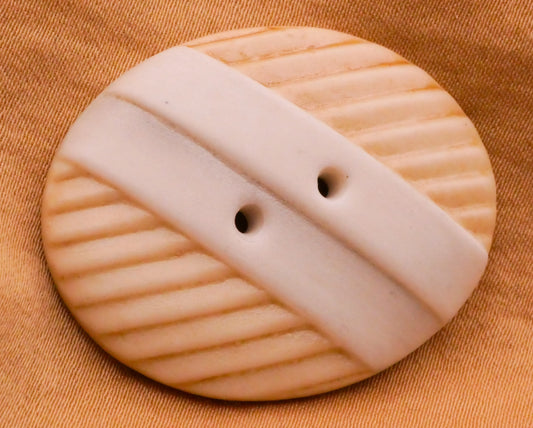 Pleated Fabric Look Porcelain Ceramic Large Oval Button 29x36mm