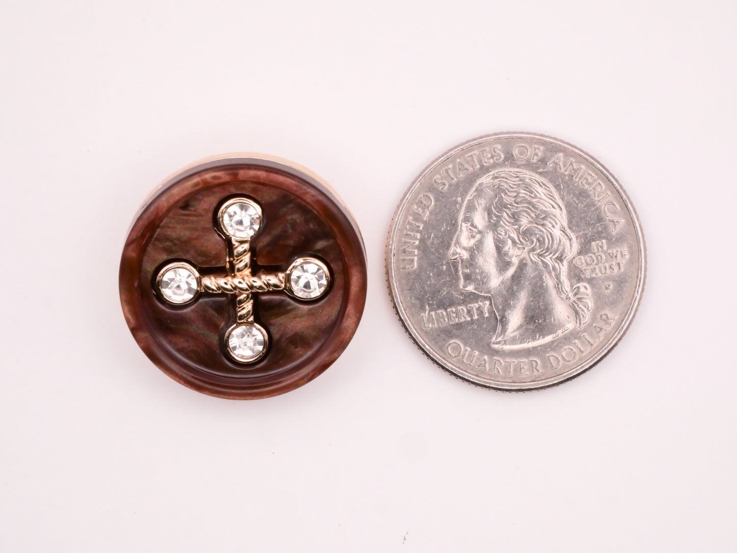 Threaded Button Look Rhinestone Plastic Metal Button 23mm