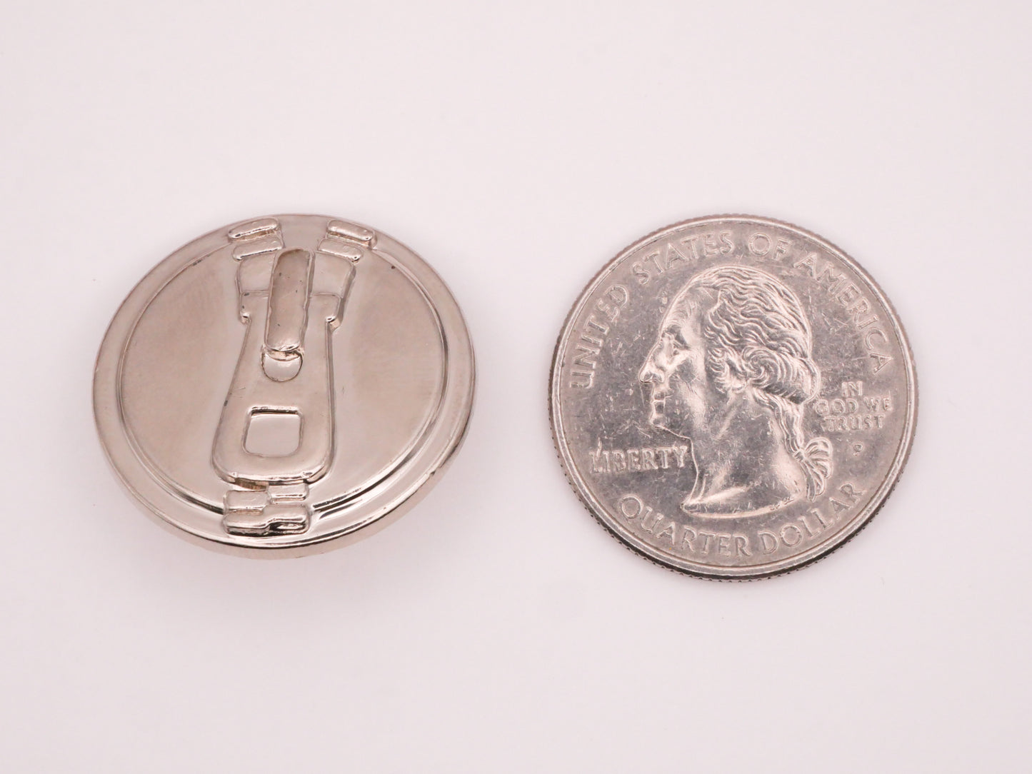 Zipper Design Vintage Silver Plastic Button 25mm
