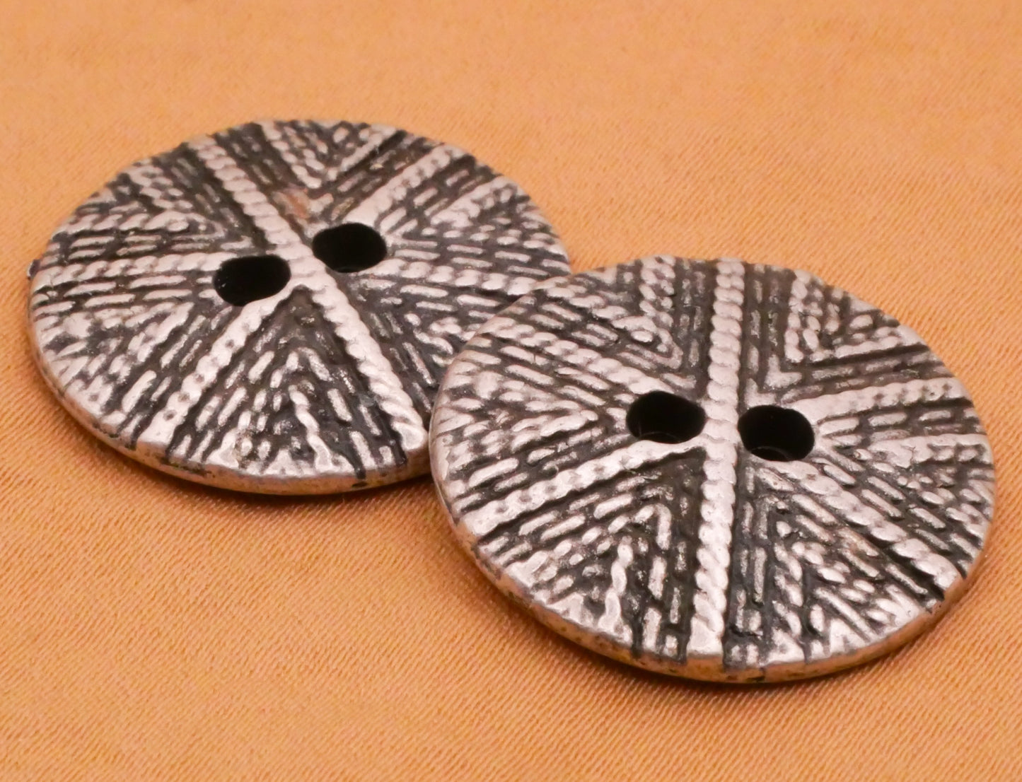 Textile Yarn Ball Look Antiqued Silver Metal Button 23mm