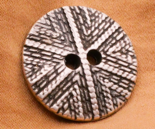 Textile Yarn Ball Look Antiqued Silver Metal Button 23mm