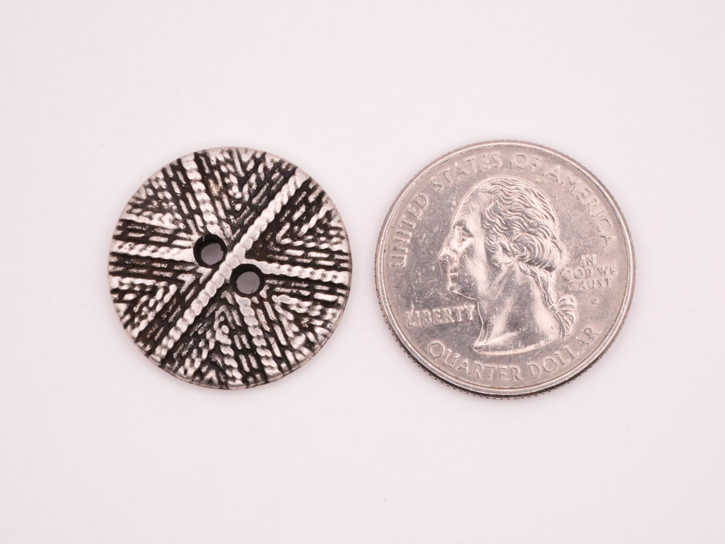 Textile Yarn Ball Look Antiqued Silver Metal Button 23mm