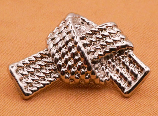 Knot Rope Belt Realistic Silver Metal Button 18x29mm