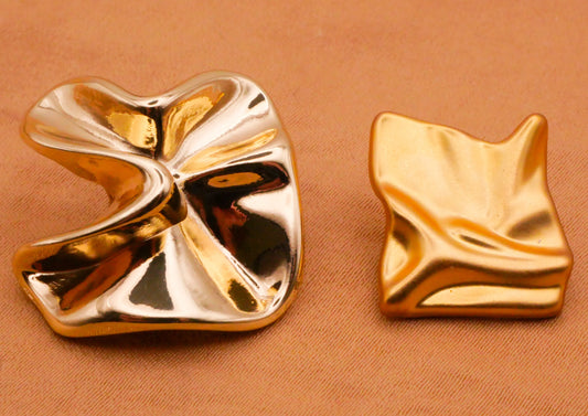 Draped Fabric Look Gold Metal Button Various 16-24mm