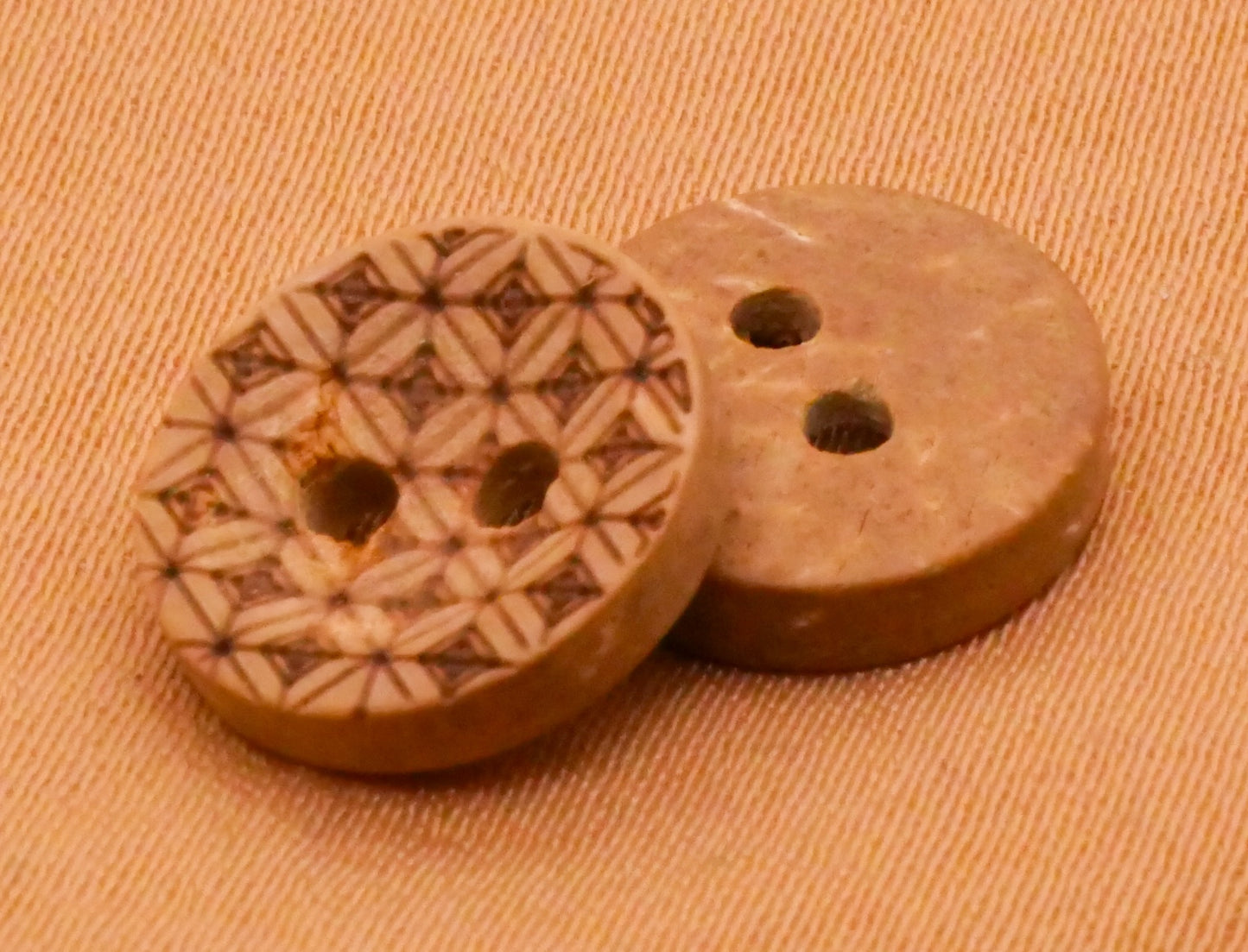 Quilted Diamond Laser Cut Coconut Shell Set of Twenty Buttons 11mm