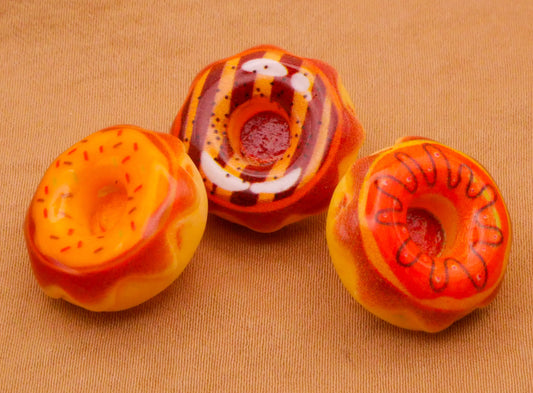 Donut Decorated Plastic Assorted Set of Three Buttons 20mm