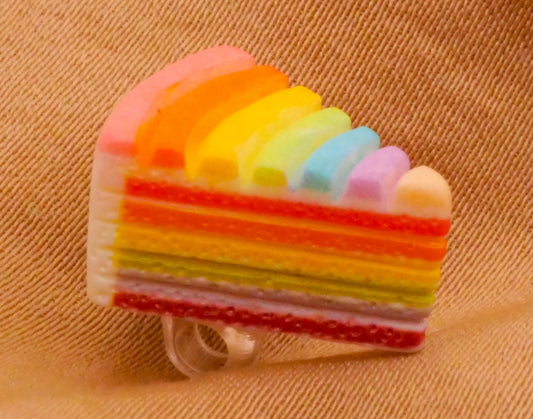 Rainbow Stripe Layer Cake Slice Plastic Button 12x15mm