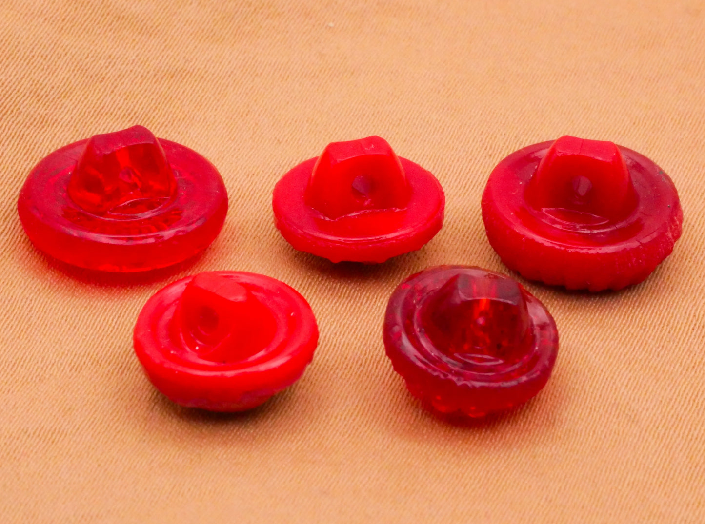 Iridescent Red Glass Vintage Button Various 11-14mm