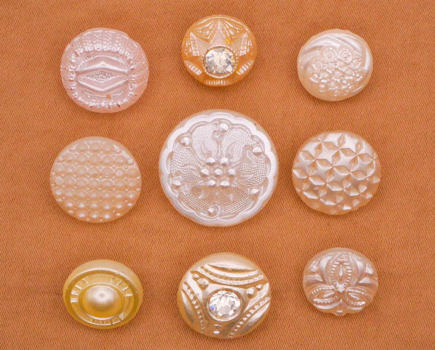Pearlescent Pearlized White Ivory Vintage Glass Button Various 11-18mm