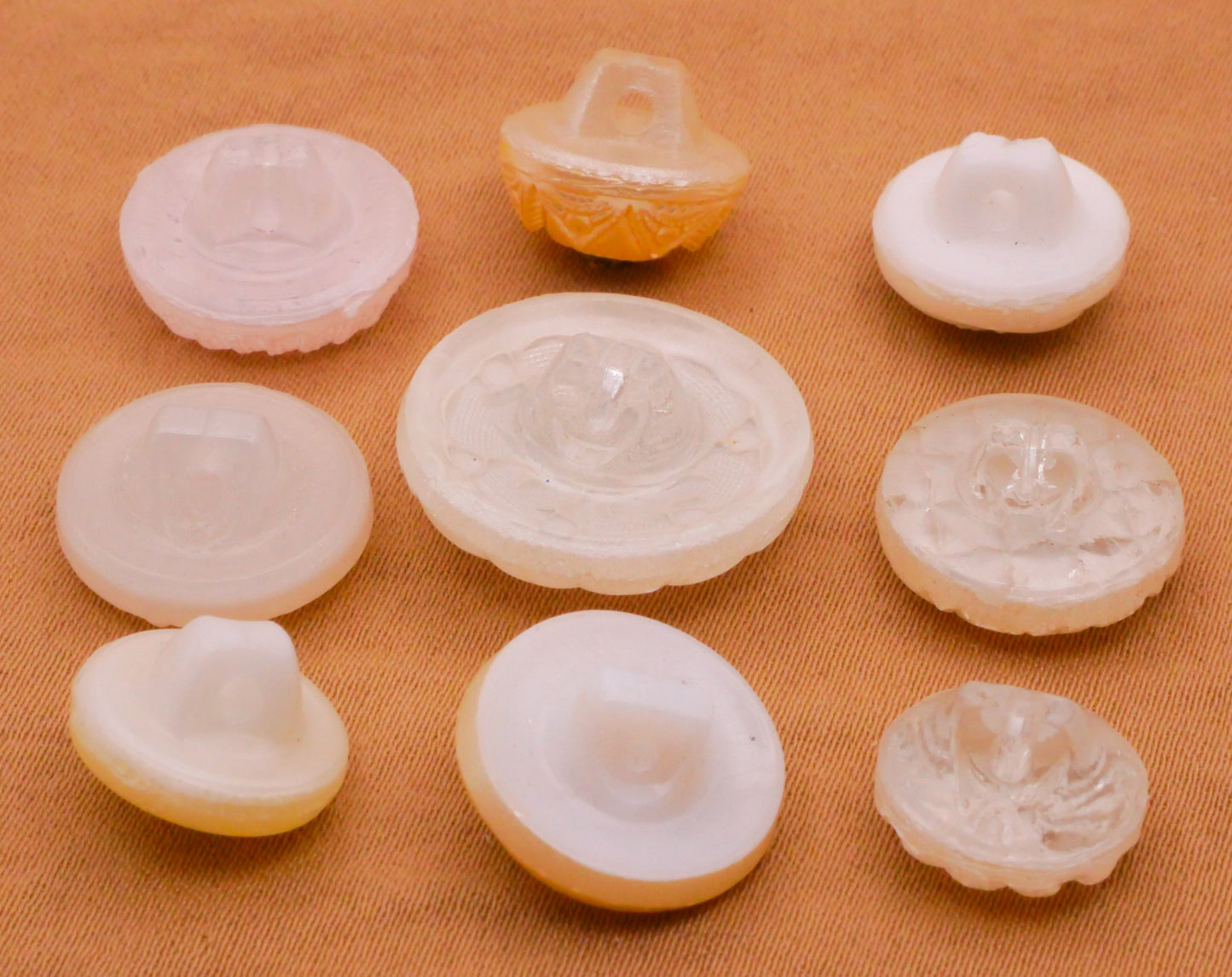Pearlescent Pearlized White Ivory Vintage Glass Button Various 11-18mm