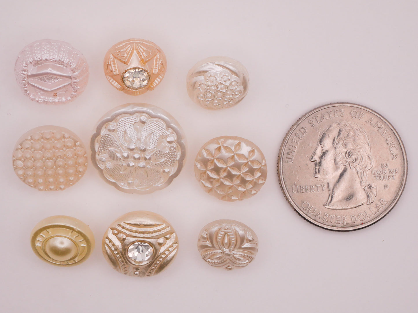 Pearlescent Pearlized White Ivory Vintage Glass Button Various 11-18mm