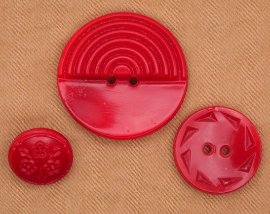 Bright Red Opaque Vintage Glass Button Various 13-27mm